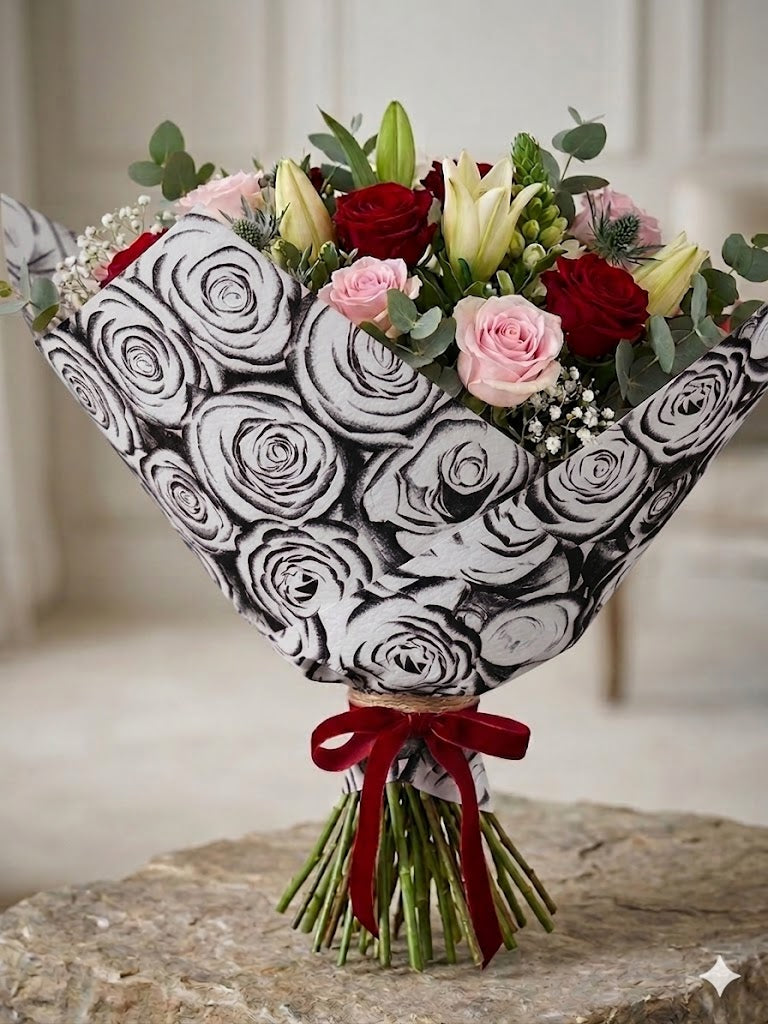 PAPEL COREANO TEXTURA ROSAS