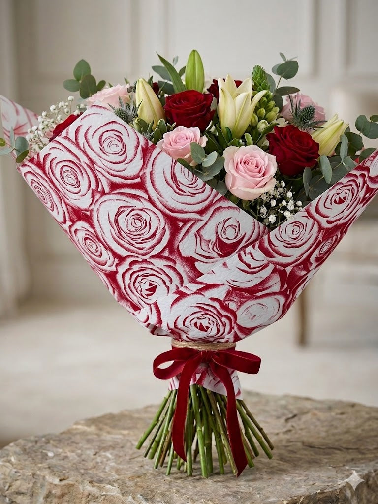 PAPEL COREANO TEXTURA ROSAS